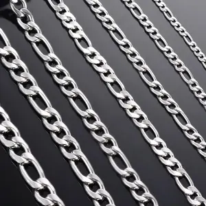 1 piece 3mm/3.8mm/4.5mm/5mm/6mm/7mm/7.5mm Figaro Link Chain Jewelry Classic Curb Necklace Stainless Steel Chain for Men Women