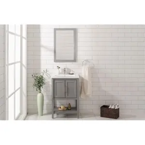 Legion Furniture  24 in. KD Gray Sink Vanity, White Ceramic Top & White Ceramic Sink