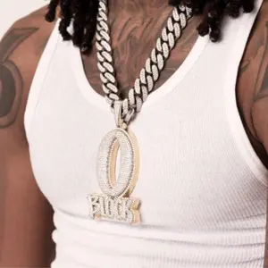 0 Block Iced Out CZ Bling Full Paved Men's Women Hip Hop Pendant Rapper Jewelry GiftGift
