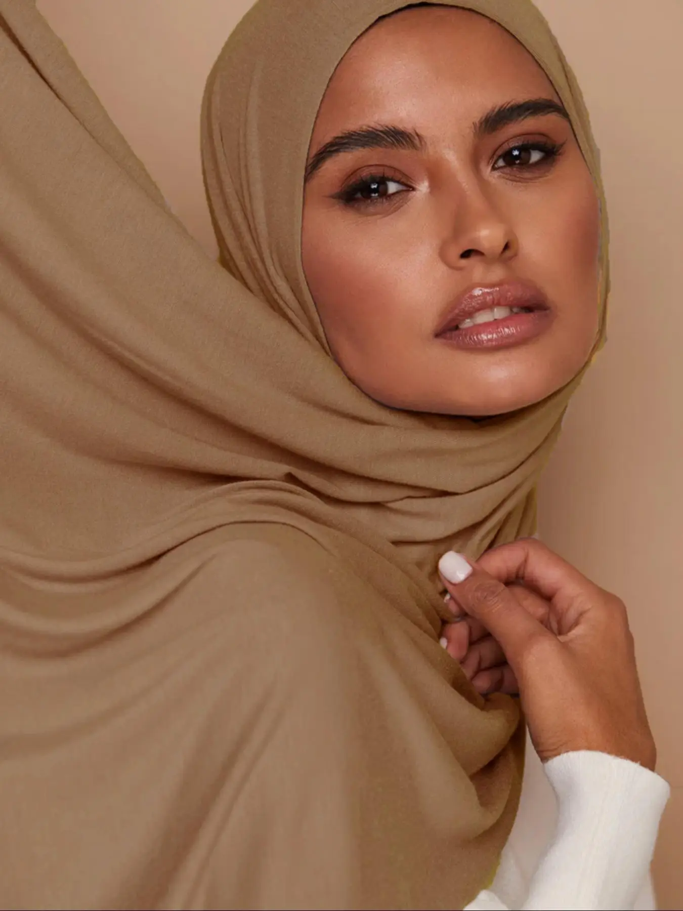 Women's Solid Color Instant Hijab, Modest Soft Comfortable Breathable Hijab for Daily Wear, Versatile Beach Vacation Shawl for Women & Girls, For Musl