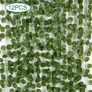 12 Artificial Leaf Vines, Outdoor Wall Decor, Privacy Screen for Fences, Holiday Decoration Fake Flowers, Realistic Plant Accents