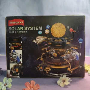 Solar System Building Block Model Kit with Motorized Rotating Planets, DIY Space Orbit Clockwork Display Toy for Teens Adults Science Lovers
