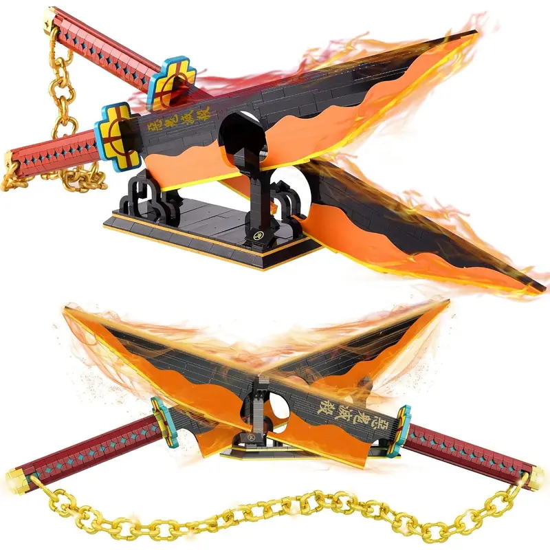 Demon Slayer Sword Building Set, 82.6in Katana Anime Cosplay Sword with Stand Holder, Samurai Sword Building Set for Adults and Kid 8+(1479 Pieces)