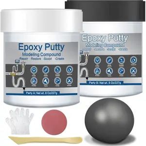 Grey Metal Epoxy Putty for Repair, 2 Part 16Oz  Filler  Repair Pool Putty for Leaks Underwater Self-Hardening Clay for Metal, , Tile, Plastic, Ceramics AB Epoxy Clay for Sculpting