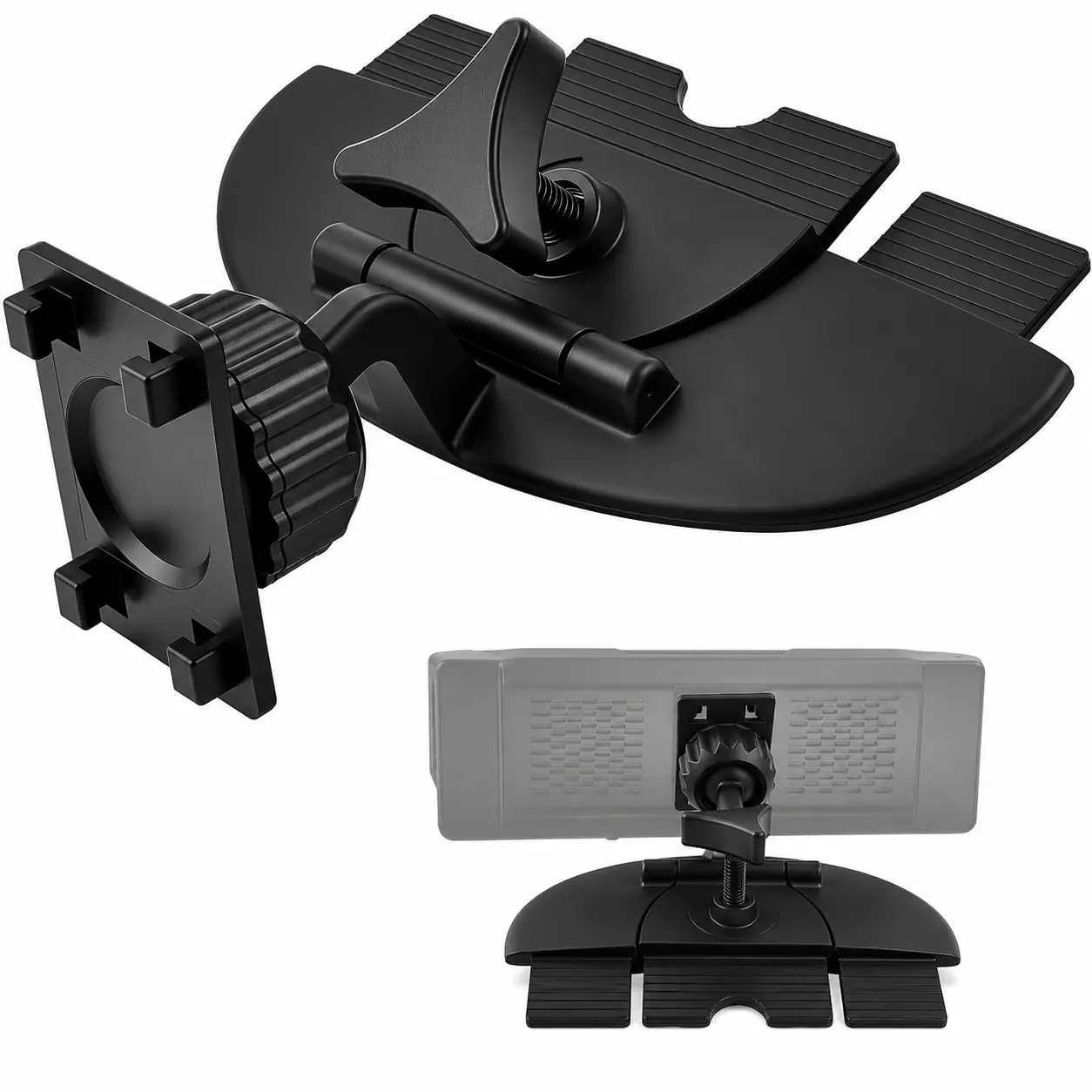 360° Rotatable CD Slot Phone Mount, for In-Car CarPlay Screen and Mobile Phone Fixing, 4-Button Secure Lock Bracket, Shock Resistant Hands-Free Car Navigation Accessory