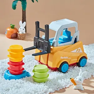 41 Pieces Interactive Toy Set for Kids, Engineering Cars Press Toys, Forklift Card Game and Balance Skill Board Game, Christmas and Birthday Gifts for Boys and Girls