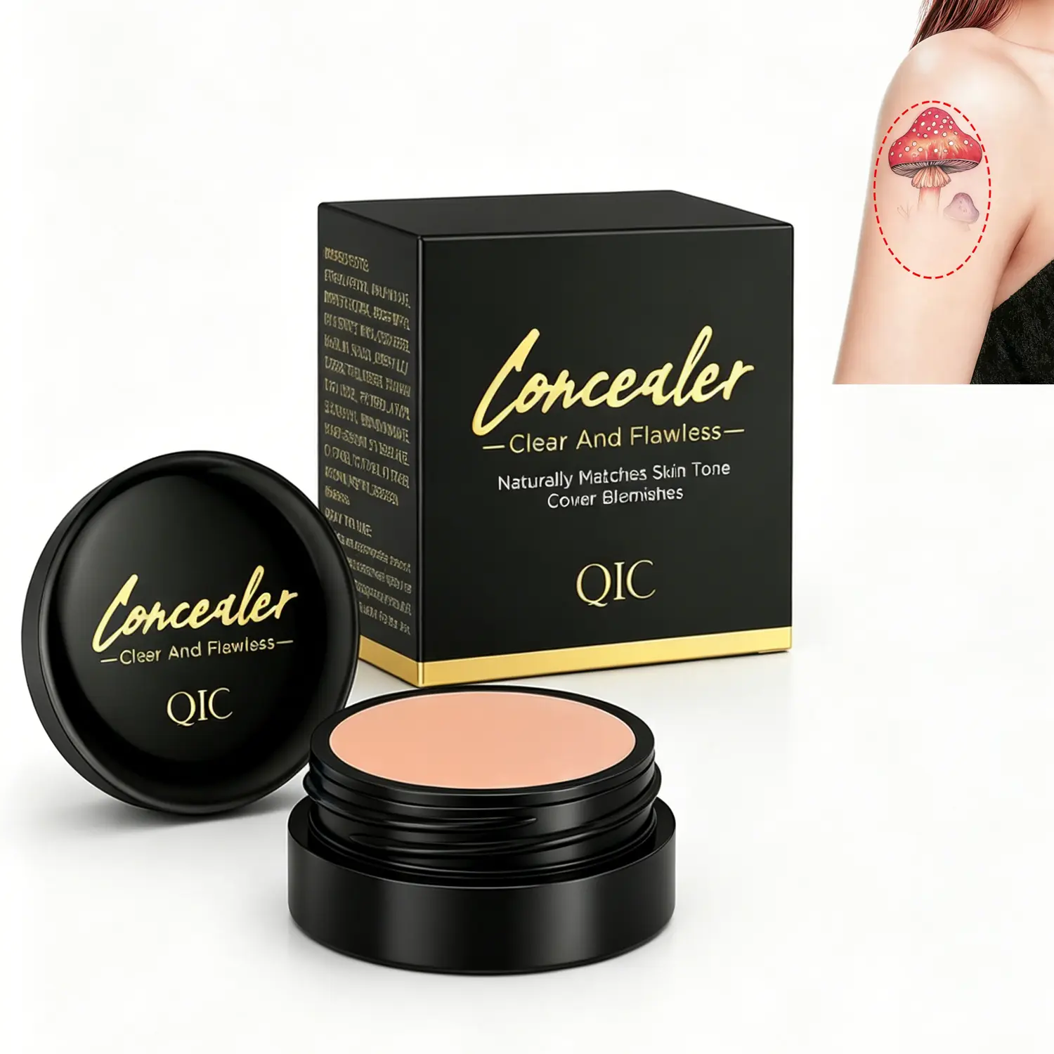 Lightweight Full Coverage Concealer Balm - Waterproof, Transfer-Proof Makeup for Tattoos & Uneven Skin Tone, Creates a Flawless Base with a Matte Finish for Adults & All Skin Types, Daily Makeup, Matte Look, Tone Evenness, Multiple Shades, Blemishes Treat