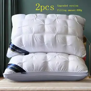 Luxury Hotel Quality Pillows Set of 2, Deep Sleep Neck Support, High Density Non-Sagging, Durability, Satin Cover, Polyester Fiber Filling