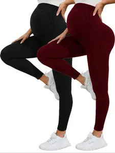 Maternity Solid Color High Waist Leggings, Casual Fit Maternity, Maternity Yoga Pants, Pregnancy Workout Leggings, Maternity Clothing & Accessories