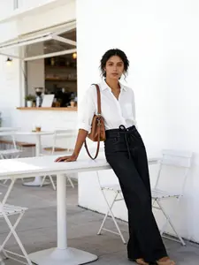 Women's Pants Waist Tie Elegant Wide Leg Denim Pants Wide Leg Pants baggy jeans