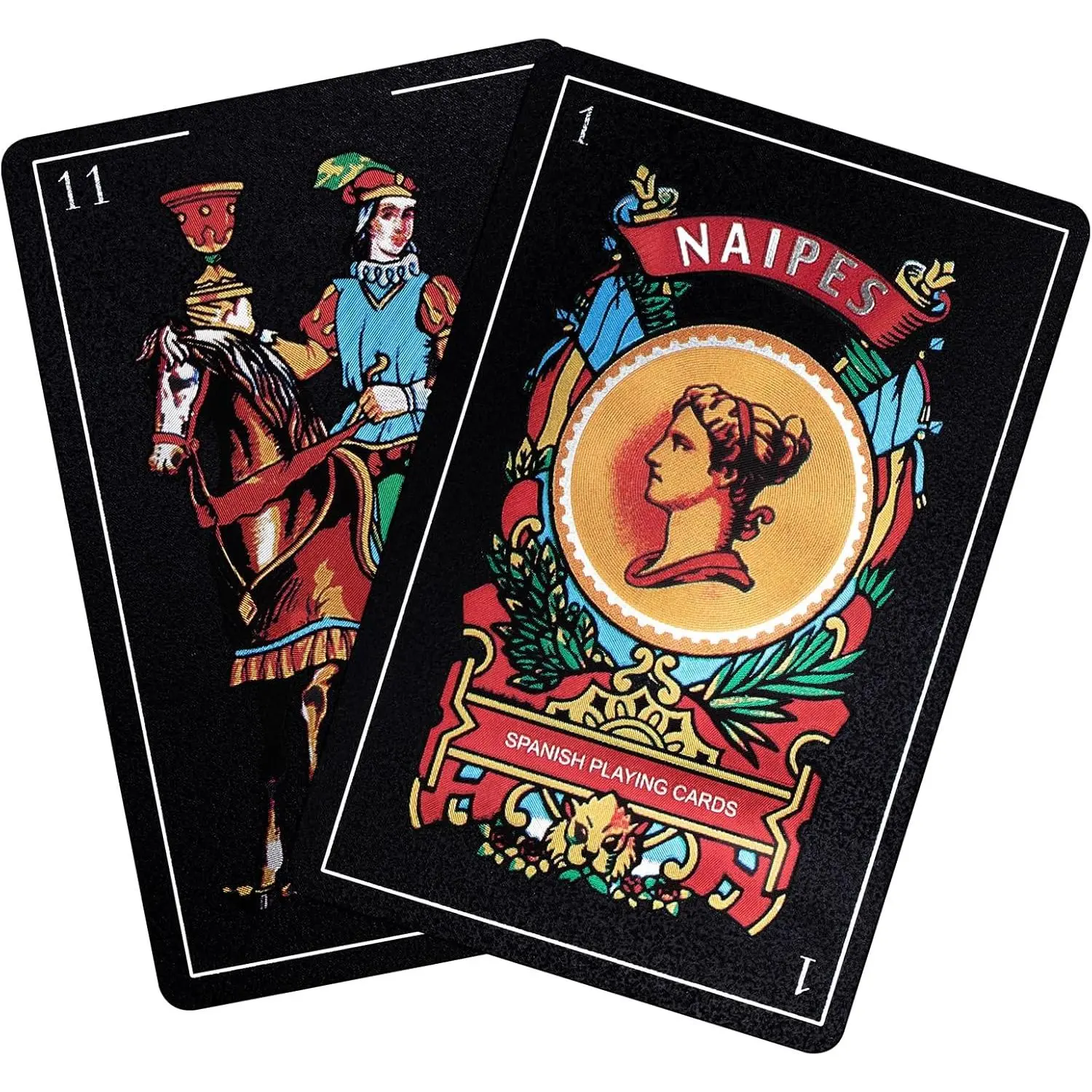 Spanish Playing Cards Original Cartas Españolas, Baraja Española, Waterproof Briscas Cards Puerto Rico, Mexican Plastico Black 2 Pack