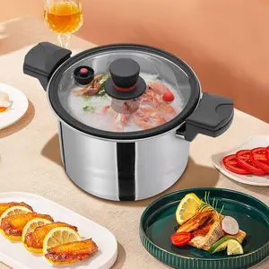 7.4Qt Pressure Cooker Stainless Steel Pressure Pot 60Kpa Heating Pressure Tank Pressure Canner with Pressure Valve for Gas Stove Induction Cooker Cookware White