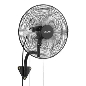 VEVOR Wall Mount Fan, 18 in Wall Mounted Hanging Fan Oscillating, 3-Speed, Long Airflow Distance, Adjustable Rotation Angle, Mechanical Powerful for Industry, Commercial, Garage, Workshop, Gym, Black fathersdaygift