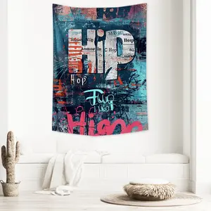 Collage Hip Hop Graffiti Brick Wall Tapestry, Cool Stuff for Your Room Dorm, Funny Tapestry and Flags for College Dorm Room, Teen Boy Room Decor for Guys, Youth Poster Tapestry, 79×58 Inches for Teen Boys