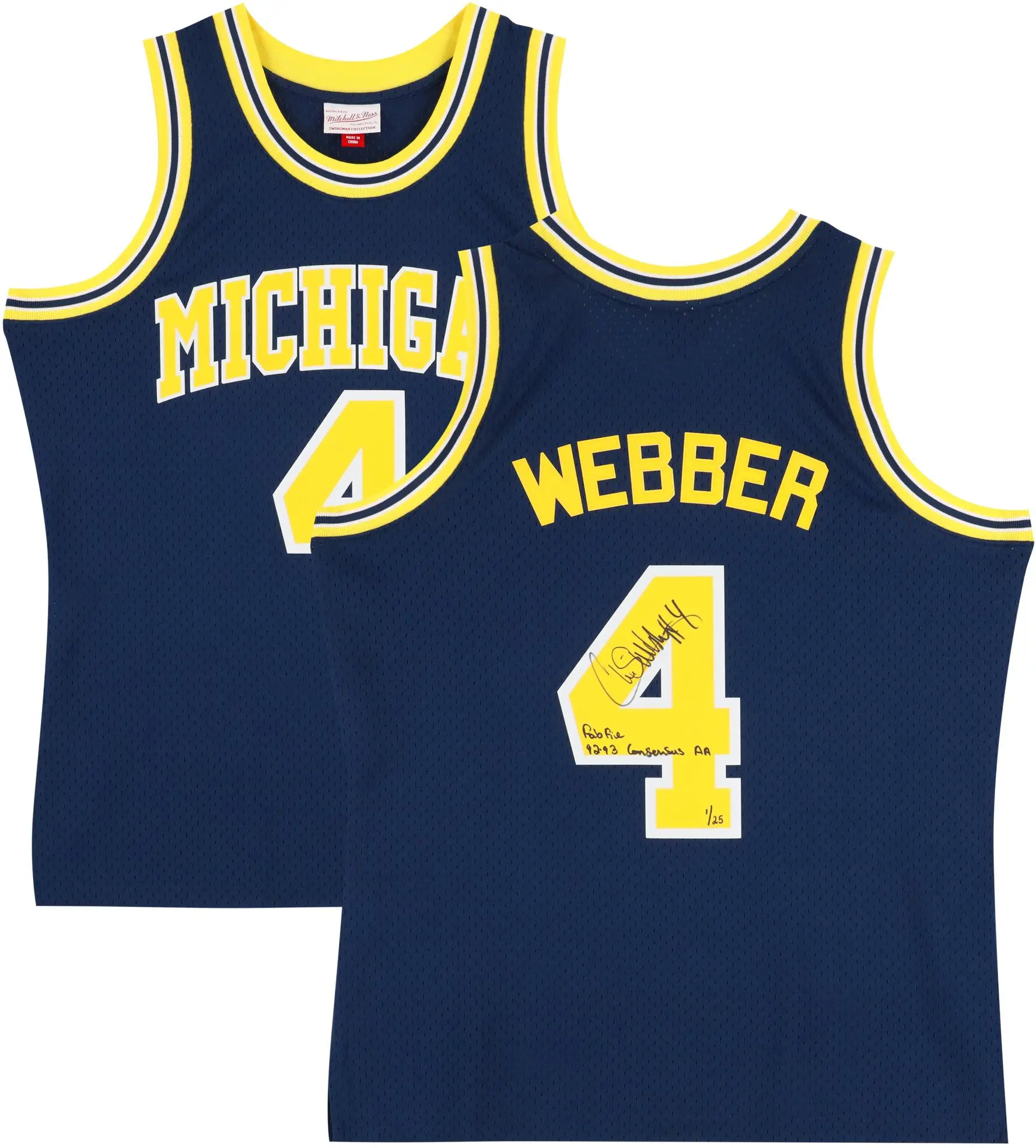 Chris Webber Michigan Wolverines Autographed Navy 1991 Mitchell & Ness Swingman Jersey with Multiple Inscriptions- Limited Edition of 25 - Fanatics Authentic Certified
