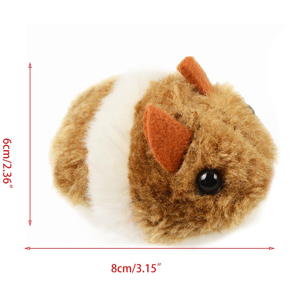 Pull String Mouse Vibrating Movable Interactive Toy Fluffy Plush Mice for Cats