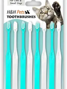 H&H Pets Toothbrush for Small Dogs & Cats - Soft and Small Toothbrush Designed for Cats, Puppies, and Small Breed Dogs Like Teacups, Chihuahuas, Yorkshire, and Poodle, 8 Count Pack