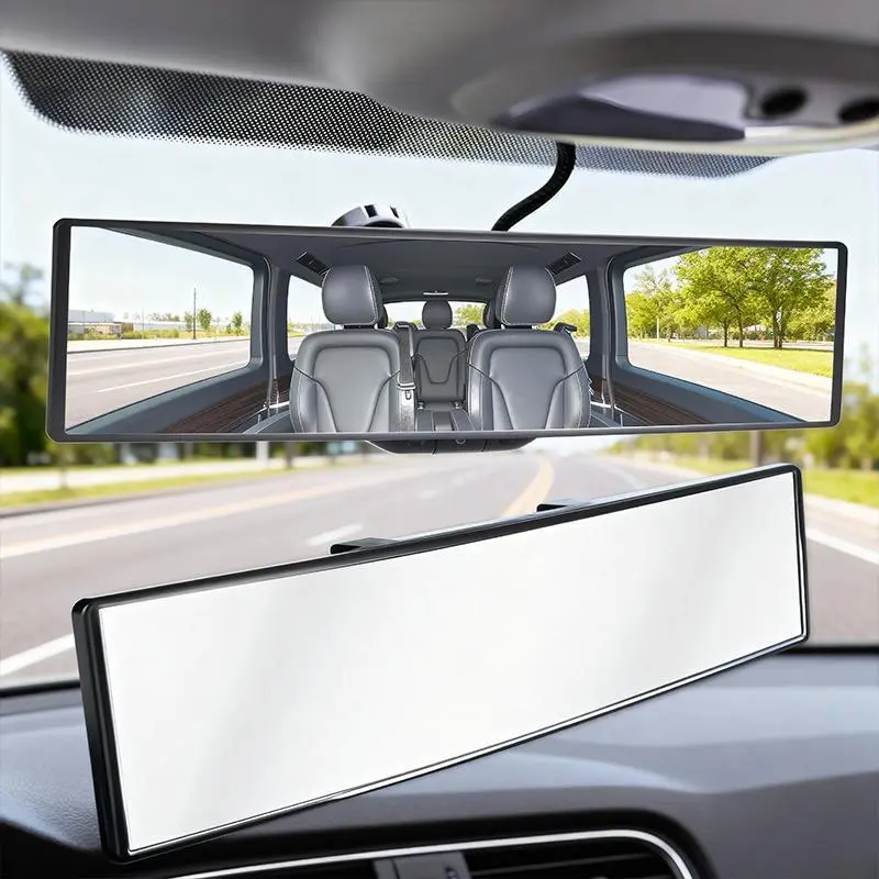 Automotive Clip-on Panoramic Rearview Mirror, Shock-Resistant Interior Car Rear Mirror, Wide-View Car Accessories for Auto Replacement, Rearmirror