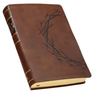 KJV Holy Bible, Giant Print Full-size Red Letter Edition, Thumb Index Tabs & Ribbon Marker, King James Version, Vegan Leather, Crown of Thorns, Brown 14 pt. Type (KJV Full Size GP Editions)