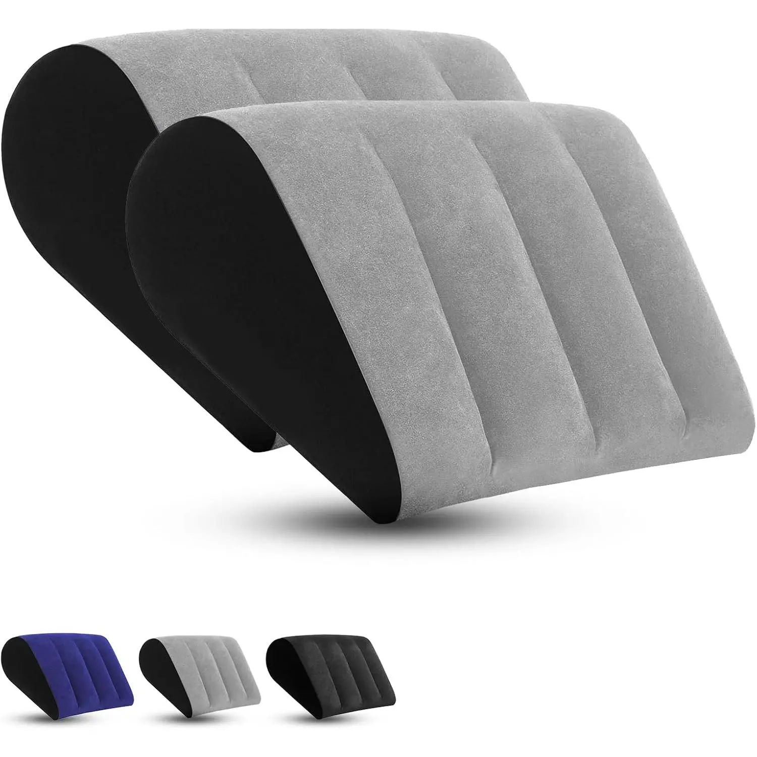 Inflatable Wedge Pillow Cushion - 2 Pack Body Positioners Foldable Wedge Pillow for Sleeping,Back,Travel,Bed,Leg Elevation with Fast Deflation(Grey)