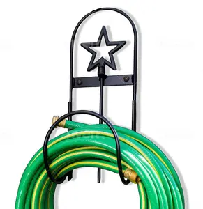 Wrought Iron Wall Mount Garden Hose Holder Simplifies Hose Storage.