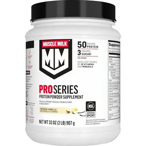 Muscle Milk Pro Series Protein Powder Supplement, Intense Vanilla, 2 Pound, 11 Servings, 50g Protein, 3g Sugar, 20 Vitamins & Minerals, NSF Certified for Sport, Workout Recovery, Packaging May Vary Healthcare Fitness