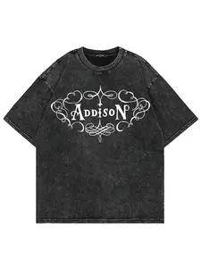 Washed T-shirt100% Vintage Wad Addison Rae Addison T Shirt Fashion Men/Women Aesthetic Retro T-Shirt Oversize Acid Wash Tees Shirts Six Sizes Available Four Seasons Universal, Easter, Music Festival, Mother's Day Gifts