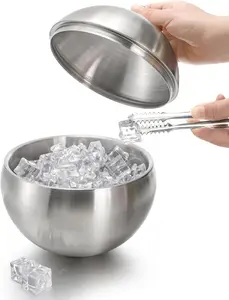 2 L Stainless Steel Ice Bucket Container with Ice Tong Scooper