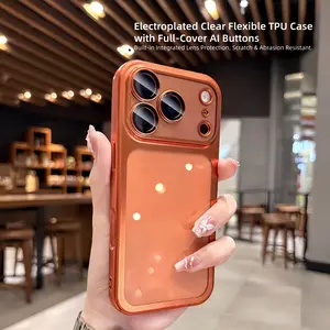 New Matte Electroplated Clear Soft Case, Full Wrap AI Buttons Built-in Lens Film Large Window Phone Cover For ip17Pro Max, Compatible With ip16Pro/15