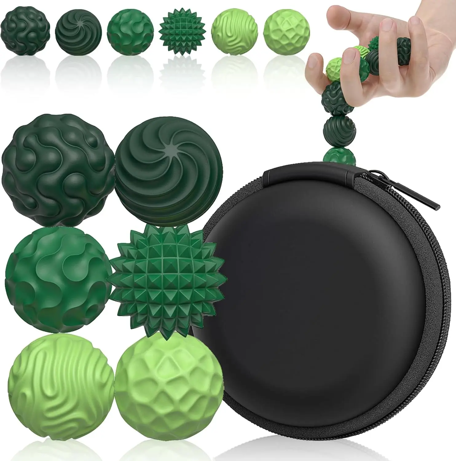 6PCS Silicone Magnetic Fidget Balls Set - Textured Squeeze Stress Relief Toys with Storage Bag, Oddly Satisfying Sensory Tools for Desk Stress Reset, Bounce for Focus Adult Calm Corner Aid, Mother's Day Gift, Mom