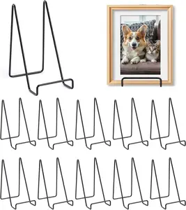 12 Pack 6 Inch Plate Stands for Display,Book Display Stand,Black Metal Decorative Plate Stand,Small Easels for Display