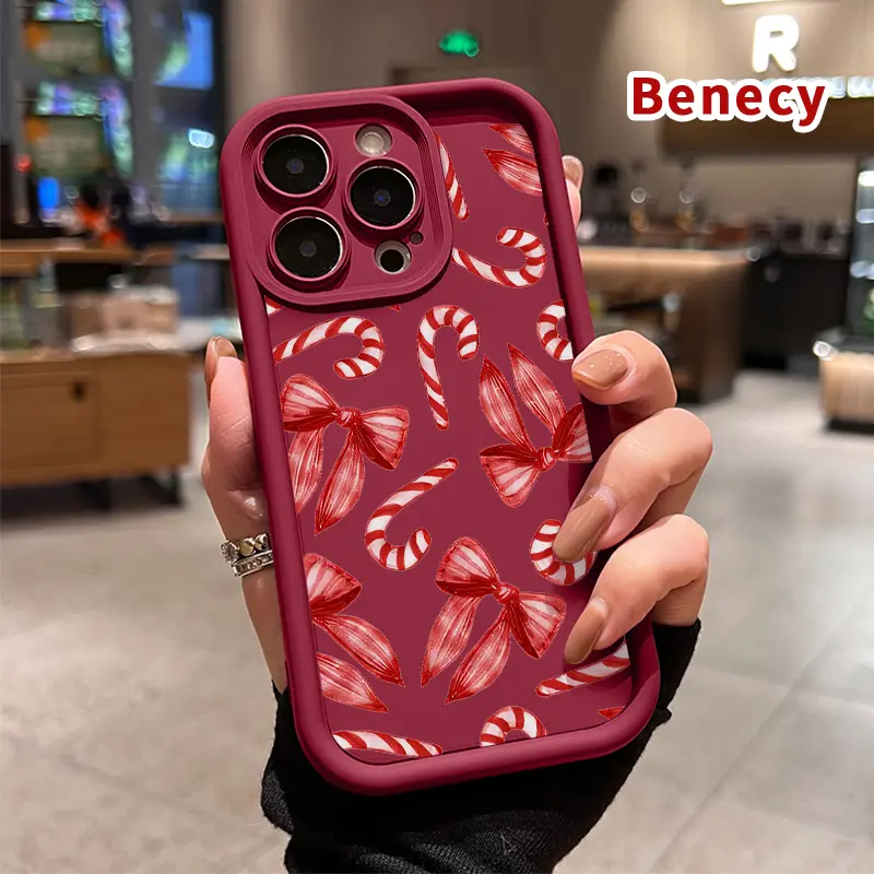 Soft TPU Protective Cellphone Case & Casing for iPhone 17 Pro Max,16,16e,15,14 Plus,13,12 Mini,11,Air,XR,X,XS - Candy Bow Delight Pattern, Shockproof Rugged Bumper, Anti-Slip Surface, Raised Edges Lens Guard, Durable Phone Accessories