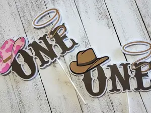Cowboy or Cowgirl Cake Topper, First Birthday, Rodeo, Western party, ONE Cake Topper, Camping Party, Outdoor Birthday Theme