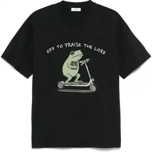 Comfort Colors Christian Tshirt, Garment Dyed Tee, Funny Frog Off To Praise The Lord Top, Bible Study Humor Shirt