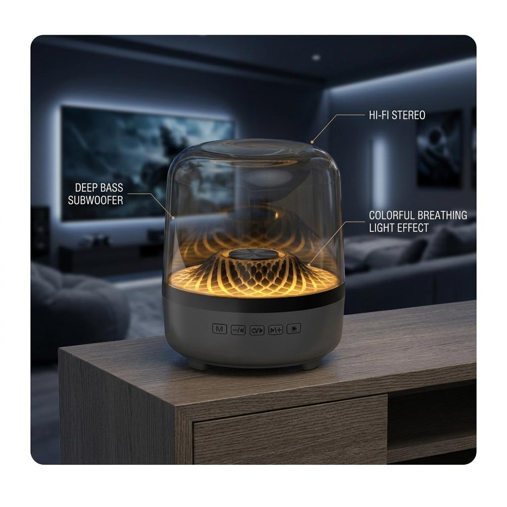 Bluetooth Soundbar With Breathing Lamp Subwoofer Hi-Fi Stereo Sound For Gaming Room Home Theater Decoration