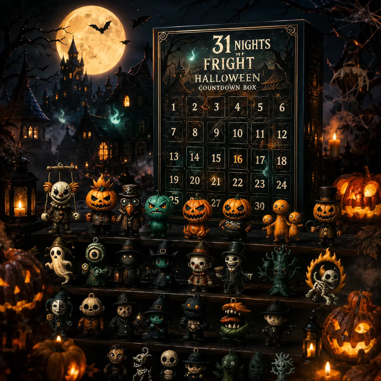 2026 Halloween Countdown Advent Calendar Gift Box - 31 Nights of Fright Blindbags Surprise Set, Scary Doll Collectible Minifigures, Hanging Charms, Mini Decorations, Festive Horror Vibe Gift for Horror Lovers with Daily Halloween Surprise