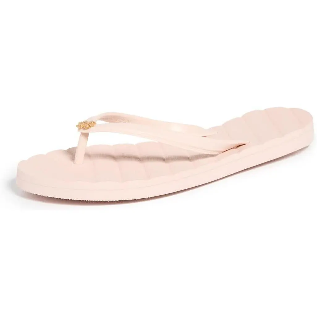 Tory Burch Women's Kira Flat Sandal Flip Flops - Footwear for Beachwear, Meadowsweet/Gold/Pink Colorway, Style 144262-652, Shoe, Backless Slip-On Women's Flip Flops, Rubber