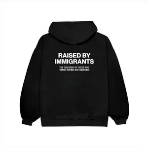 Bold Raised By Immigrants Hoodie – Hispanic Heritage Graphic Style