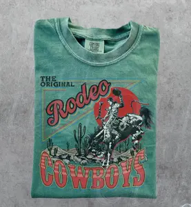 Rodeo Cowboy Comfort Colors T-Shirt, Vintage Wester Shirt, Retro Rodeo Shirt, Comfort Colors Graphic Cowboy Tee, Wester Bull Gift,Unisex Tee