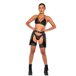 6128 - Studded Vinyl Chaps with Fringe Detail