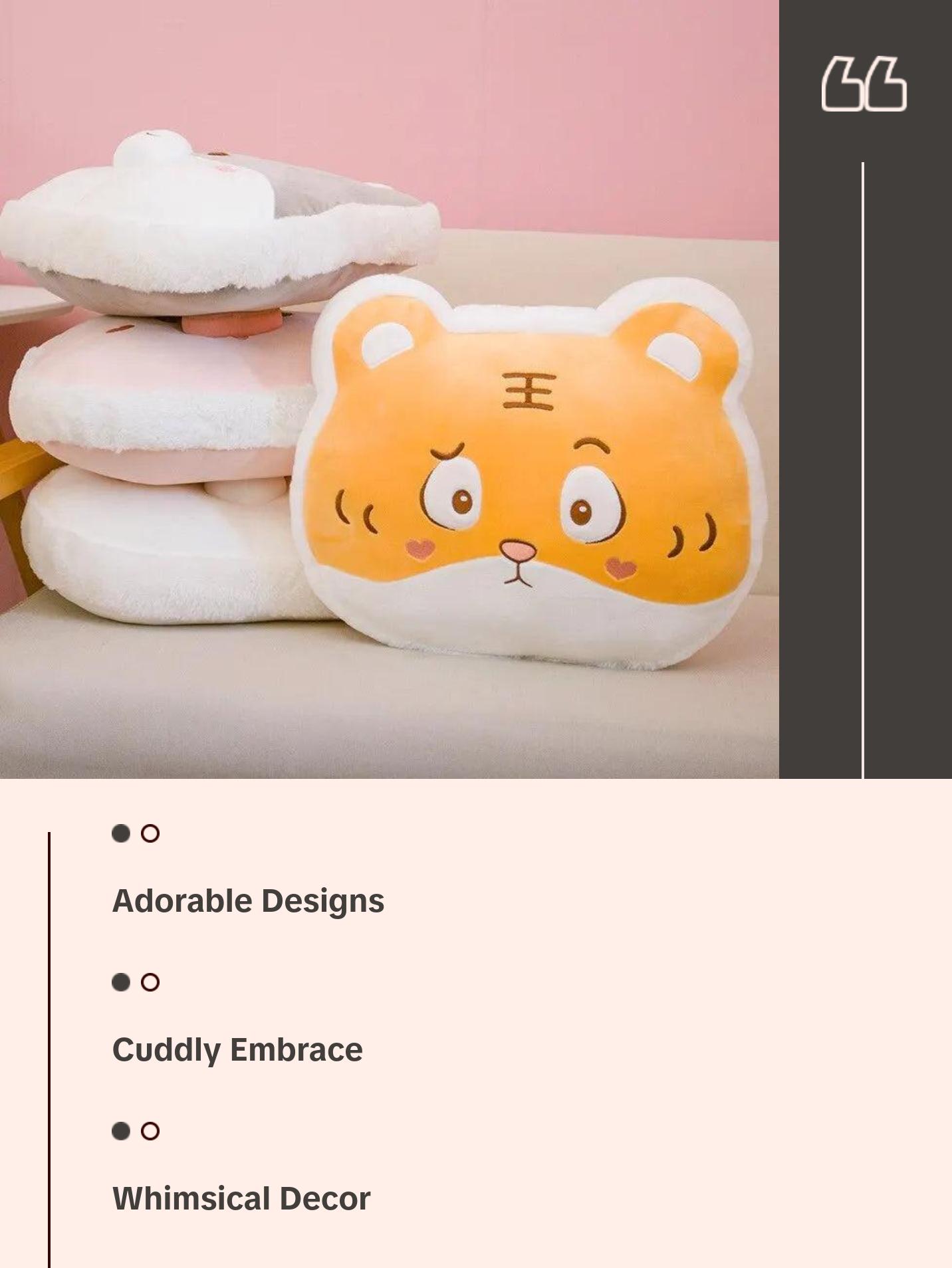 Huggable Companions: Cute Animal Head Plush Pillows