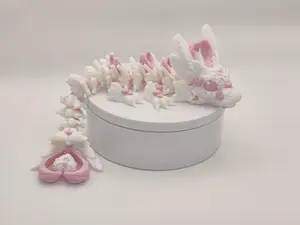 3D Printed Baby Light Heart Valentine Dragon – Articulating Fidget Toy Mini Dragon Desktop Figurine Decor Gift