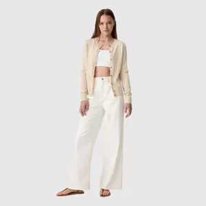 GAP Crewneck Cardigan Soft Cotton Knit Long Sleeves Ribbed Banded Cuffs Ethical Manufacturing for Gender Equity