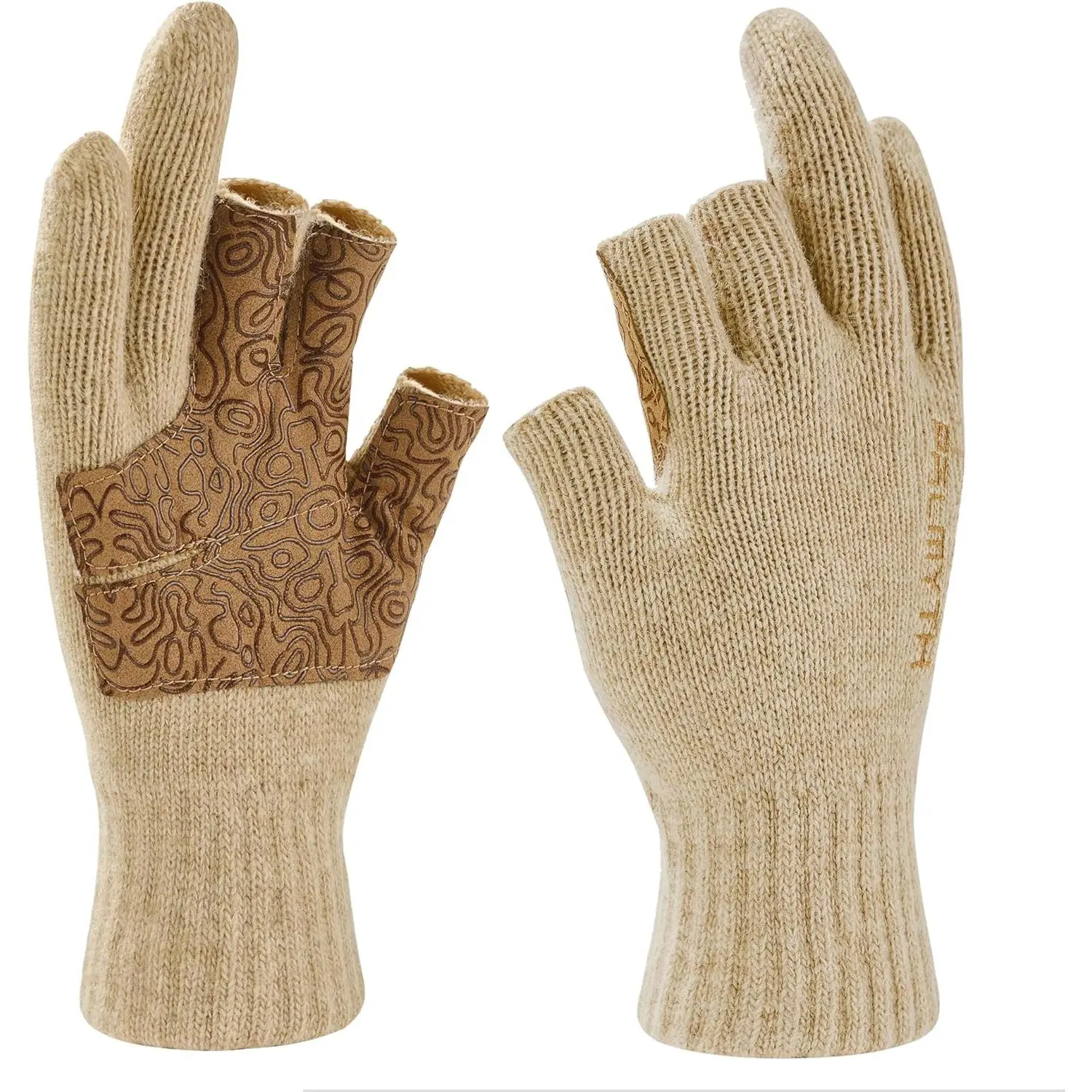Wool Fly Fishing Gloves, Three-Finger Split Design, Unisex Warm Style, Winter Fly Fishing Fingerless Gloves