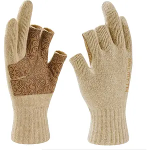 Wool Fly Fishing Gloves, Three-Finger Split Design, Unisex Warm Style, Winter Fly Fishing Fingerless Gloves