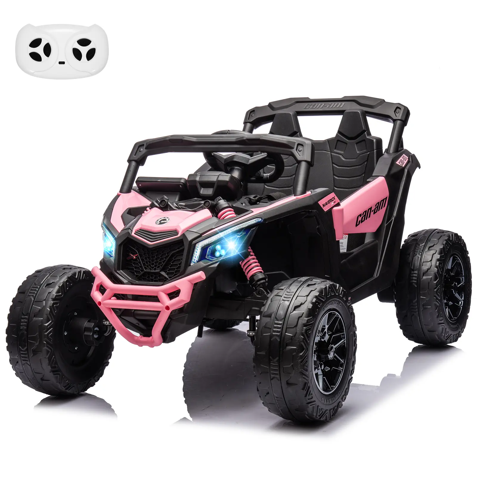 Kids Electric Off-Road UTV Ride On Car, Battery Powered UTV Vehicle with Remote Control, Large Seat, Spring Suspension, LED Lights, Durable Ride On Toy for Boys and Girls