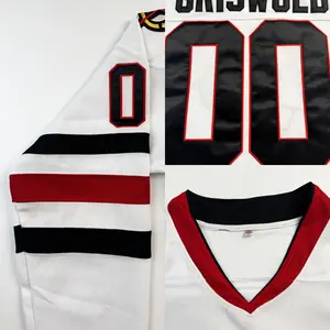 Men's Hockey Jersey #00 Sewing embroidery loose V-neck Christmas style Movie sportswear big size Outdoor sportswear Classic Streetwear Ice hockey training competition long sleeved pullover GRISWOLD S-3XL Halloween Christmas gift