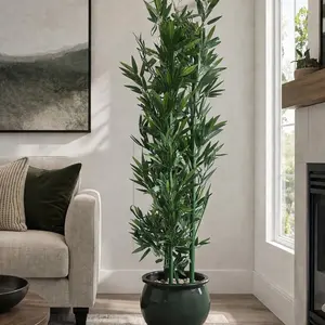 5.5ft Handcrafted Natural-Looking Artificial Bamboo Tree, Indoor House Plant for Home Decor - fake tree