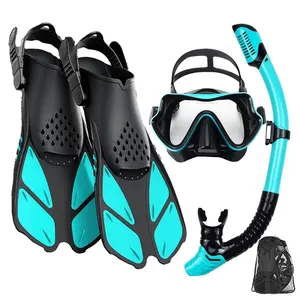 Professional Adjustable Open-Toe Dive Flippers Set, Scuba Mask Snorkel Foot Paddles Kit, Essential Snorkeling Gear for Diving Enthusiasts