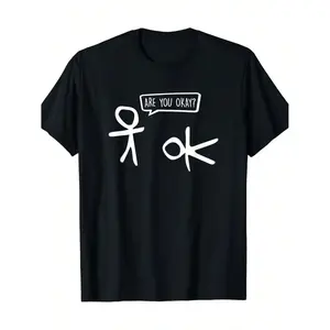 Soft &Comfortable Are You Okay?" Humorous Graphic Men's T-Shirt -  Breathable Menswear